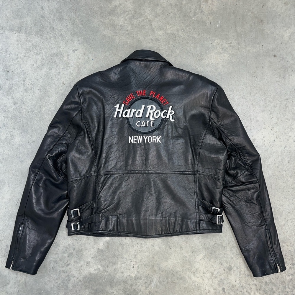 Vintage 90s/Y2K Hard Rock Cafe New York 100% Leather Motorcycle Biker Jacket